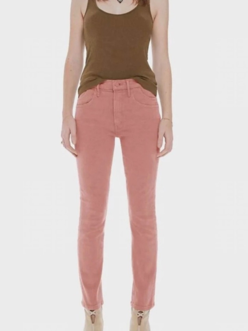 Mother The Stash Mid-Rise Dazzler Ankle Jeans Dessert Sands